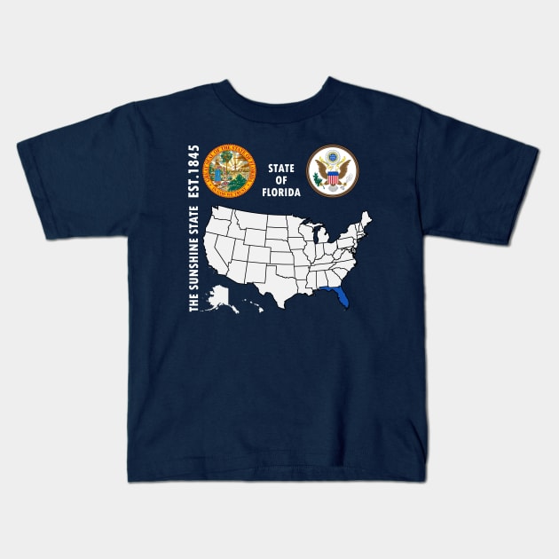 State of Florida Kids T-Shirt by NTFGP